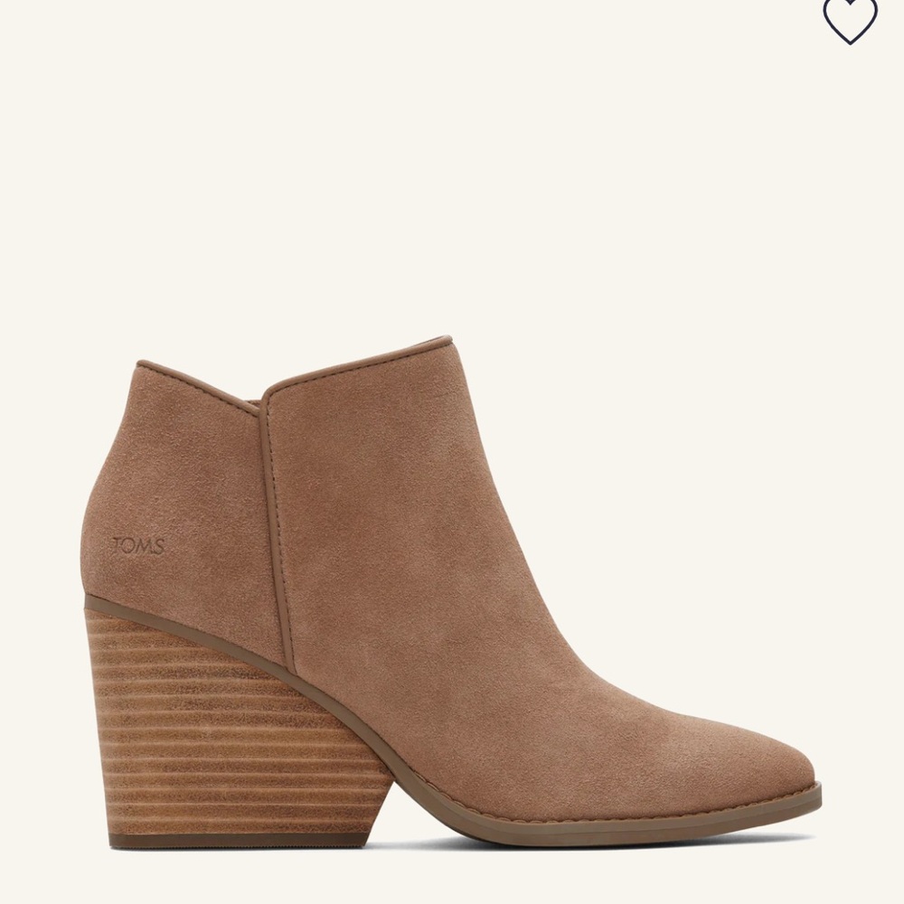 TOMS Hadley Women’s Size 11 Brown Suede Ankle Boots Heeled Booties Block Heel